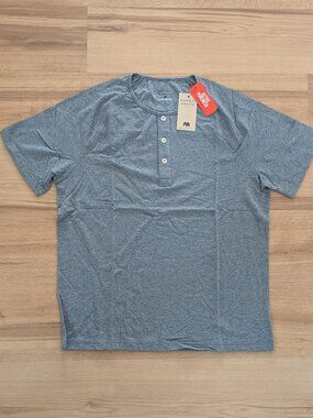 NWT The Normal Brand Active Puremeso Short Sleeve Henley Blue XL